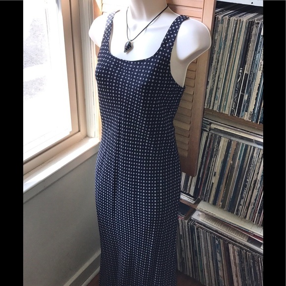Maxi dress Navy + White asymmetrical hem size Small - Picture 10 of 13